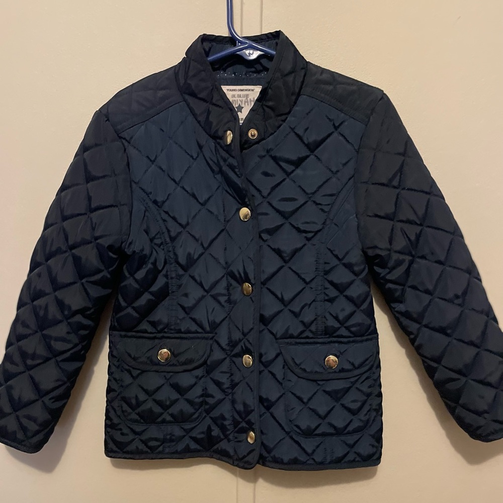 Girls Young Dimension Navy Quilted Jacket